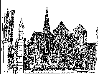 Zeichnung Architekturskizze - Architectural Sketch Drawing - Croquis architecturaux - Dibujo arquitectónico Die Kathedrale zu Treguier (Cathedrale)
